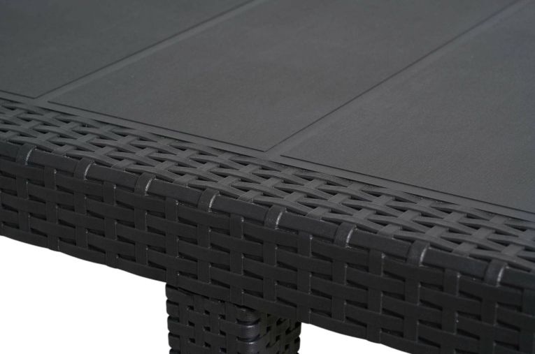 Tavolo da giardino allungabile 8-10 posti 150-220x90cm effetto rattan antracite - Abbaviva