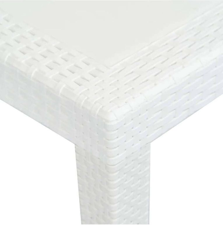 Tavolo da giardino allungabile 8-10 posti 150-220x90cm effetto rattan bianco - Abbaviva