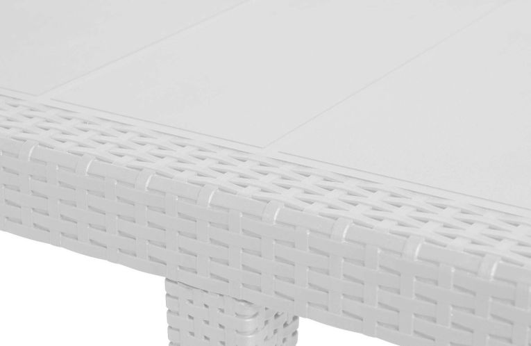 Tavolo da giardino allungabile 8-10 posti 150-220x90cm effetto rattan bianco - Abbaviva