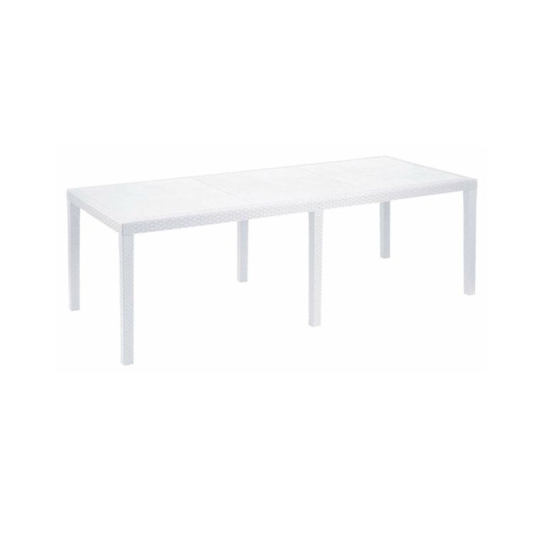 Tavolo da giardino allungabile 8-10 posti 150-220x90cm effetto rattan bianco - Abbaviva