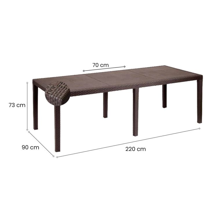 Tavolo da giardino allungabile 8-10 posti 150-220x90cm marrone - Abbaviva