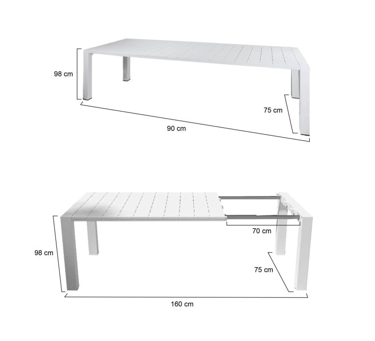Tavolo da giardino allungabile 8-10 posti 160-230x98cm bianco - Lahat
