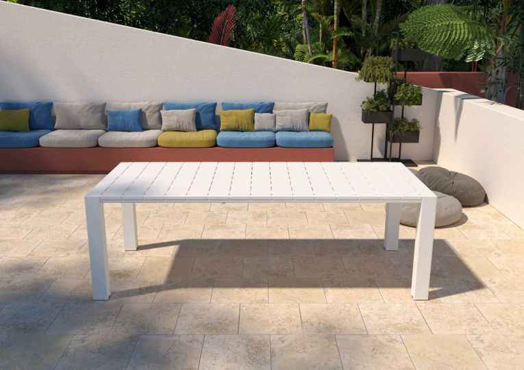 Tavolo da giardino allungabile 8-10 posti 160-230x98cm bianco - Lahat