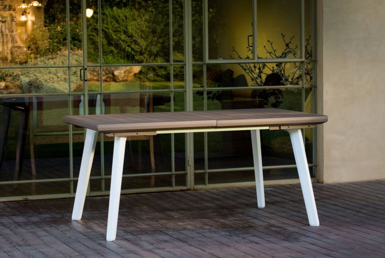 Tavolo da giardino allungabile 8-10 posti 162-241x100cm bianco e tortora - Quispamsis
