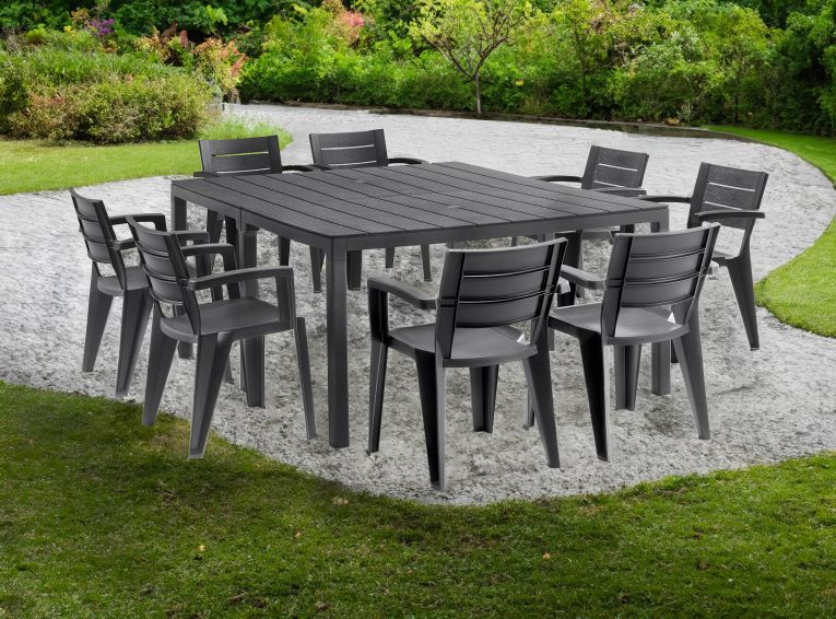Tavolo da giardino allungabile 8-12 posti 146-292x86cm antracite - Campana