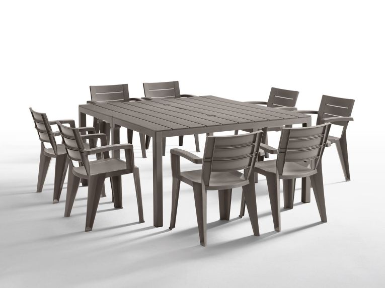 Tavolo da giardino allungabile 8-12 posti 146-292x86cm tortora - Campana