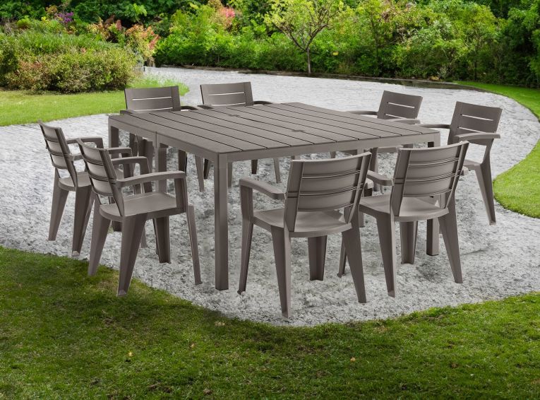 Tavolo da giardino allungabile 8-12 posti 146-292x86cm tortora - Campana