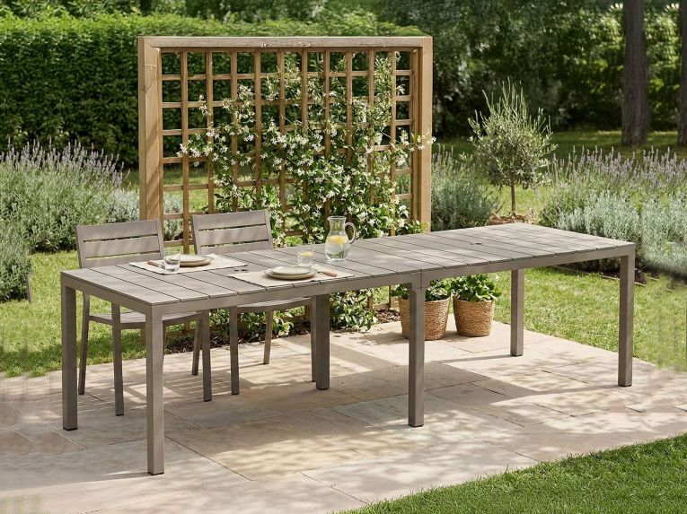 Tavolo da giardino allungabile 8-12 posti 146-292x86cm tortora - Campana