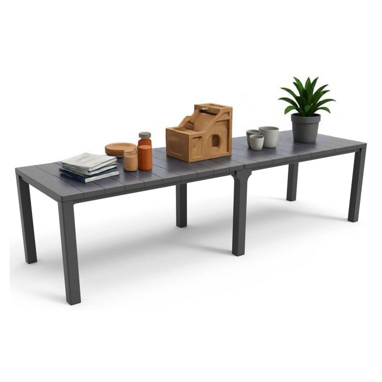 Tavolo da giardino allungabile 8-12 posti 147-294x90cm antracite - Brossard