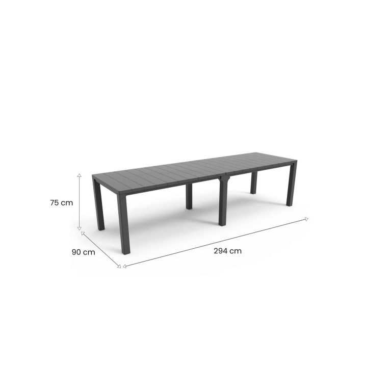 Tavolo da giardino allungabile 8-12 posti 147-294x90cm antracite - Brossard