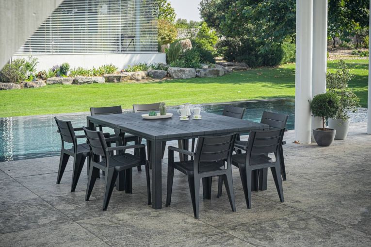 Tavolo da giardino allungabile 8-12 posti 147-294x90cm antracite - Brossard