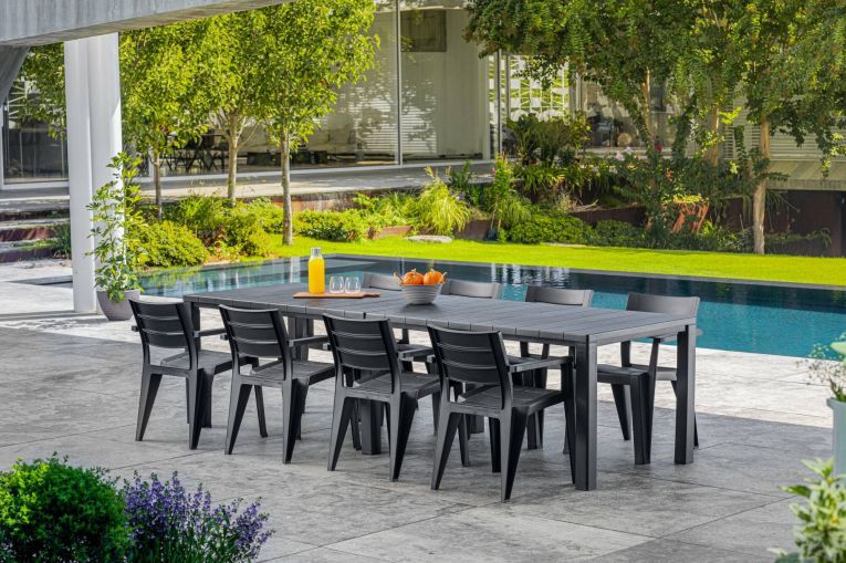 Tavolo da giardino allungabile 8-12 posti 147-294x90cm antracite - Brossard