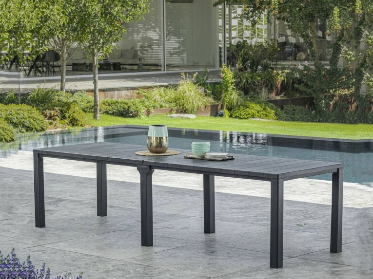 Tavolo da giardino allungabile 8-12 posti 147-294x90cm antracite - Brossard