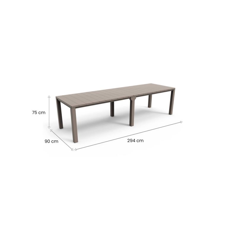 Tavolo da giardino allungabile 8-12 posti 147-294x90cm tortora - Brossard