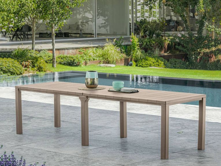 Tavolo da giardino allungabile 8-12 posti 147-294x90cm tortora - Brossard