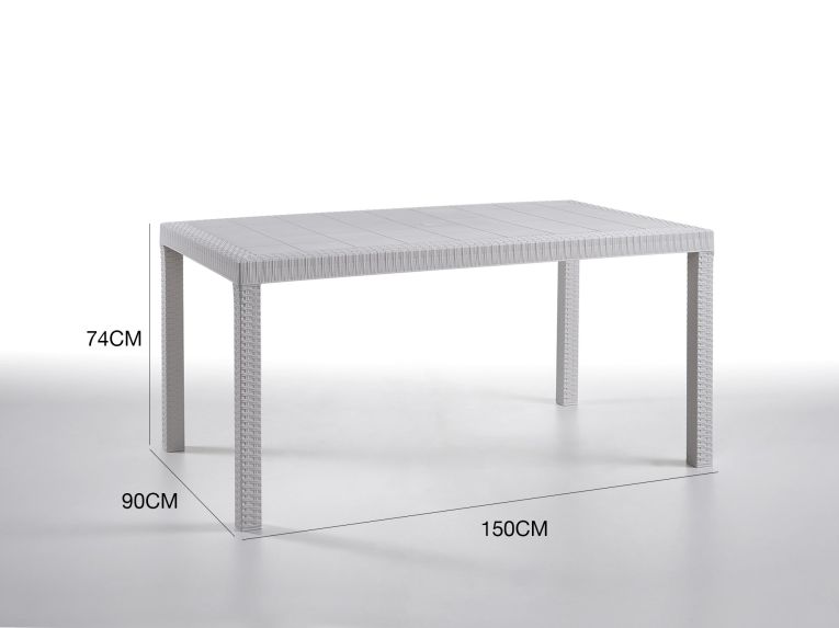Tavolo da giardino effetto rattan 10 posti 150x90cm bianco - Adila