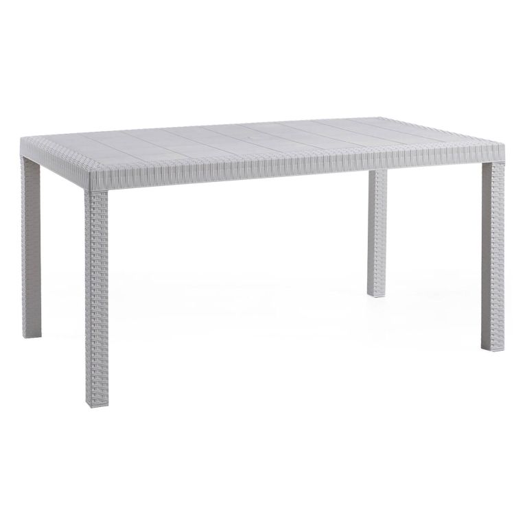 Tavolo da giardino effetto rattan 10 posti 150x90cm bianco - Adila