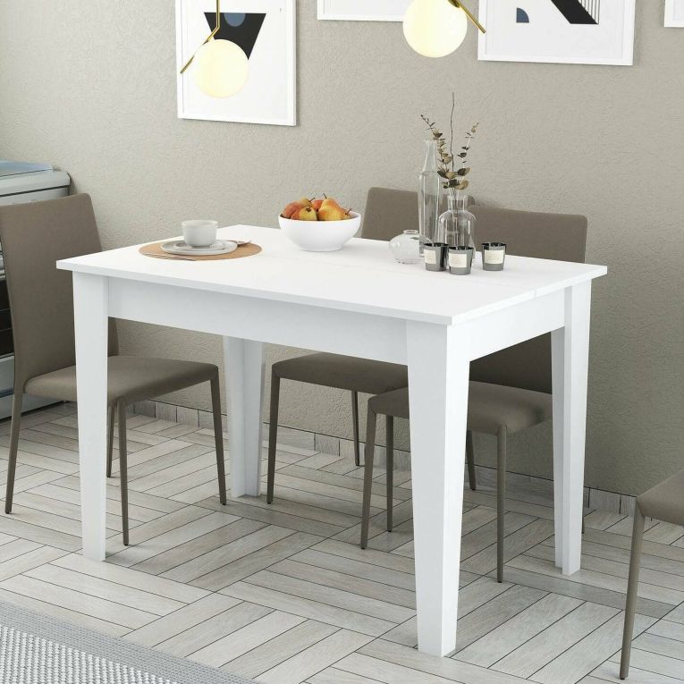 Tavolo da pranzo rettangolare 4 posti bianco 110x72cm - Eupilio