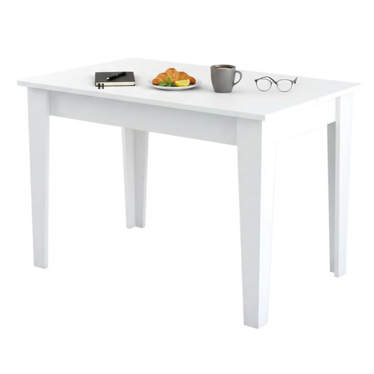 Tavolo da pranzo rettangolare 4 posti bianco 110x72cm - Eupilio