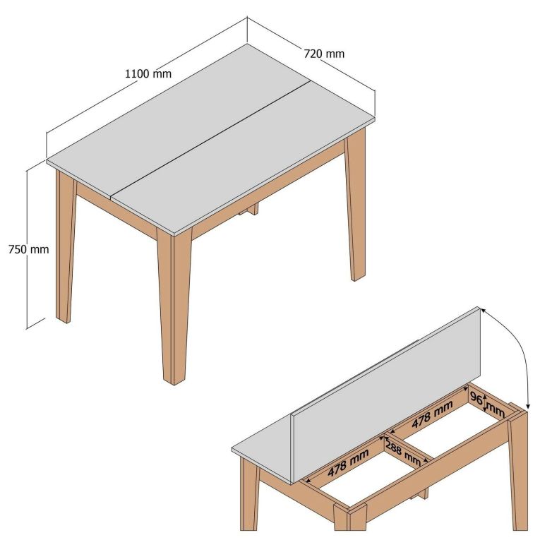 Tavolo da pranzo rettangolare 4 posti bianco 110x72cm - Eupilio