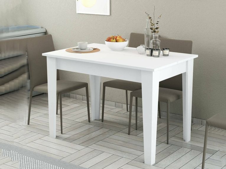 Tavolo da pranzo rettangolare 4 posti bianco 110x72cm - Eupilio