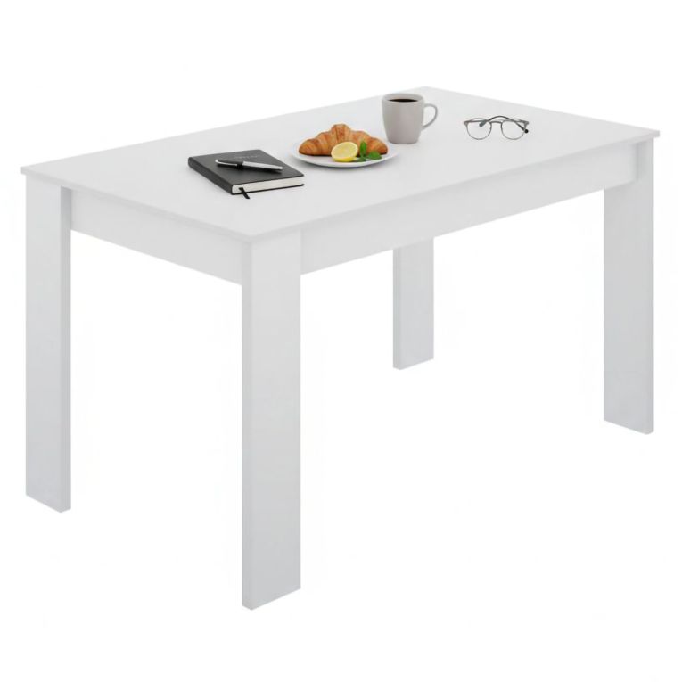Tavolo da pranzo rettangolare 6 posti bianco 138x81cm - Alois