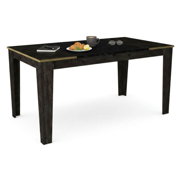 Tavolo elegante rettangolare 8 posti nero e oro 145x85cm - Asciano