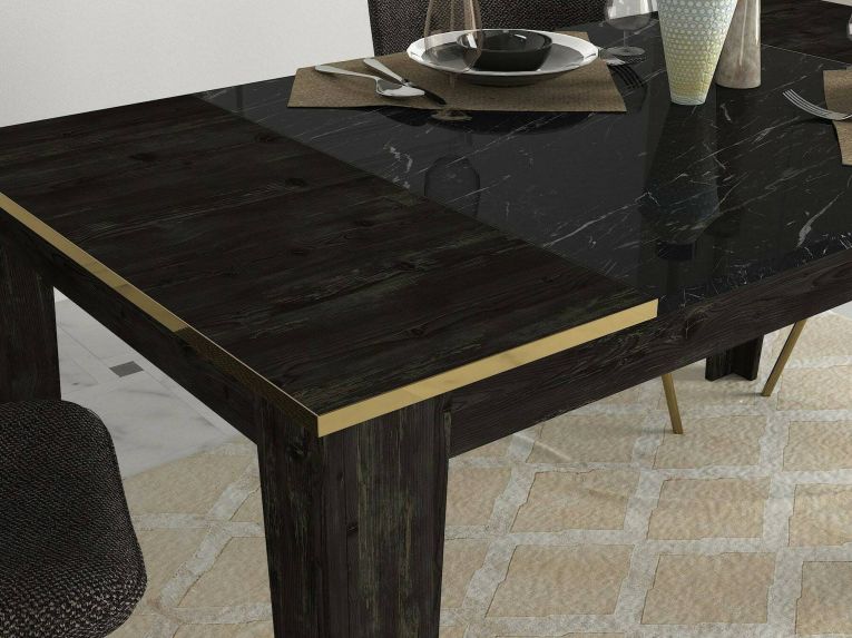 Tavolo elegante rettangolare 8 posti nero e oro 145x85cm - Asciano