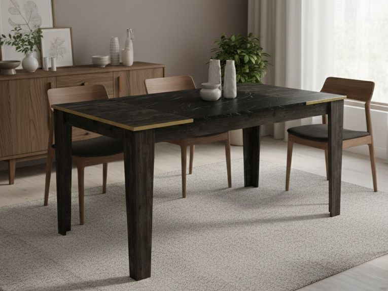 Tavolo elegante rettangolare 8 posti nero e oro 145x85cm - Asciano