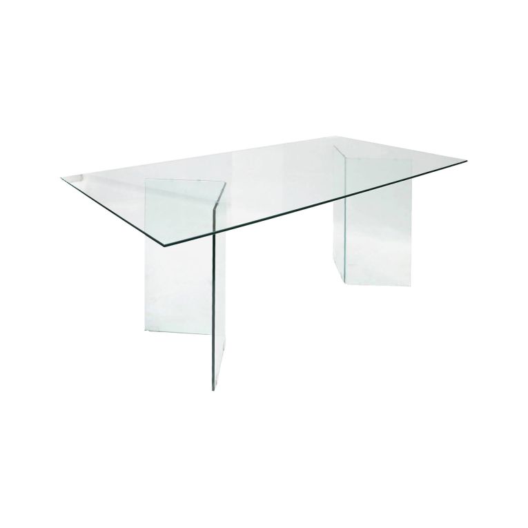Tavolo fisso AlcalalaRe, Tavolo da pranzo, Tavolo per cucina, Scrivania rettangolare da ufficio, 180x90h78 cm, Trasparente