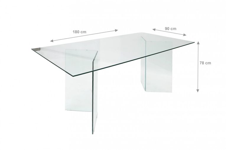 Tavolo fisso AlcalalaRe, Tavolo da pranzo, Tavolo per cucina, Scrivania rettangolare da ufficio, 180x90h78 cm, Trasparente