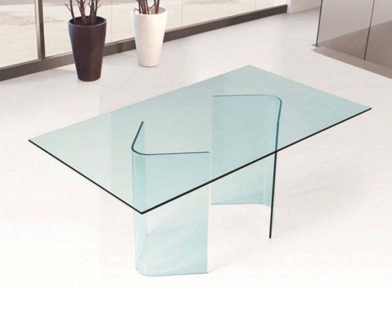 Tavolo fisso AlcalalaRe, Tavolo da pranzo, Tavolo per cucina, Scrivania rettangolare da ufficio, 180x90h78 cm, Trasparente