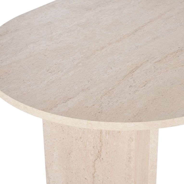 Tavolo Fisso Beige Marmo 6 Posti Forma Ovale 200x90x75h cm, Materiale Piano in Legno Nobilitato - Nofalota