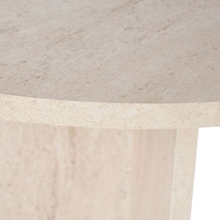 Tavolo Fisso Beige Marmo 6 Posti Forma Ovale 200x90x75h cm, Materiale Piano in Legno Nobilitato - Nofalota