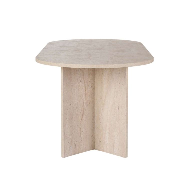 Tavolo Fisso Beige Marmo 6 Posti Forma Ovale 200x90x75h cm, Materiale Piano in Legno Nobilitato - Nofalota