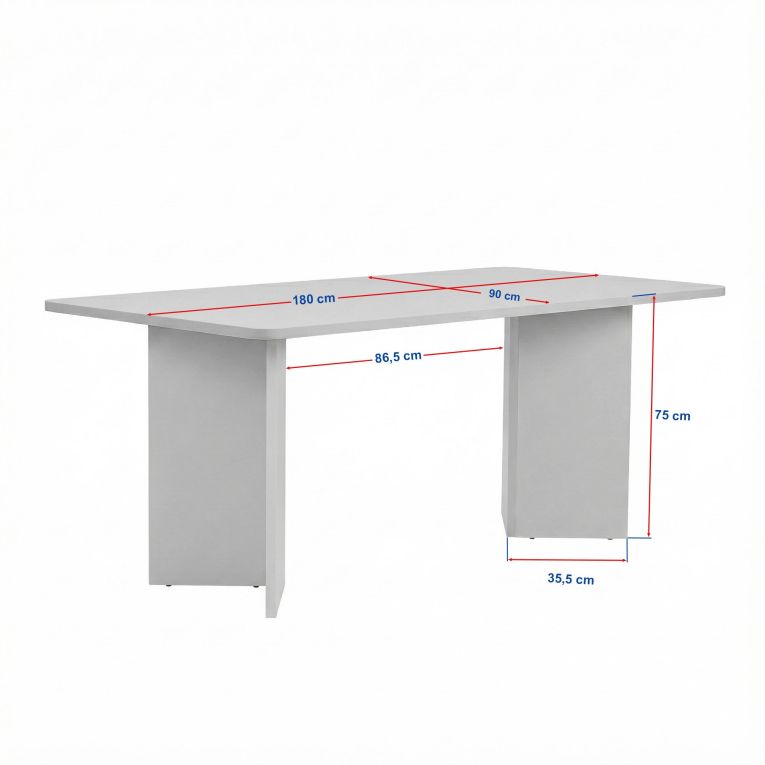 Tavolo Fisso Beige Marmo 6 Posti Forma Rettangolare 180x90x75h cm, Materiale Piano in Legno Nobilitato - Noleme