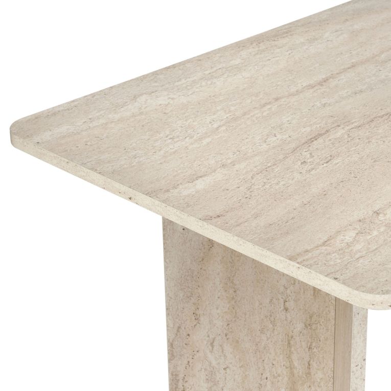 Tavolo Fisso Beige Marmo 6 Posti Forma Rettangolare 180x90x75h cm, Materiale Piano in Legno Nobilitato - Noleme