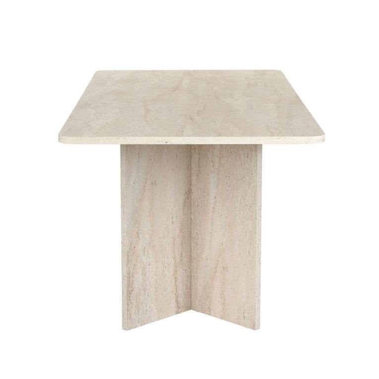 Tavolo Fisso Beige Marmo 6 Posti Forma Rettangolare 180x90x75h cm, Materiale Piano in Legno Nobilitato - Noleme