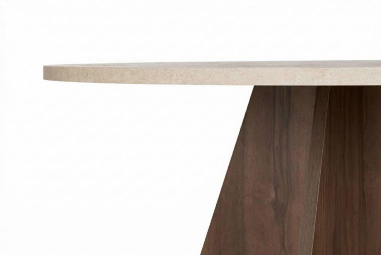 Tavolo Fisso Beige Marmo Marrone Noce 4 Posti Forma Rotondo 120x120x75h cm, Colore Ripiano Beige - Racale