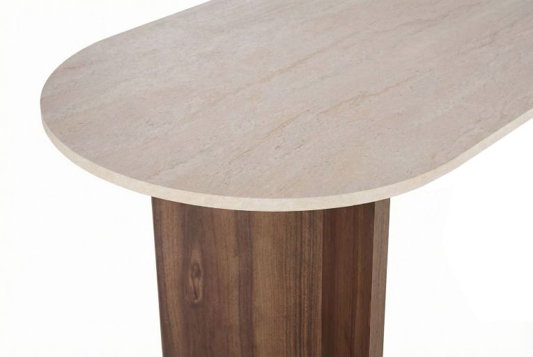 Tavolo Fisso Beige Marmo Marrone Noce 4 Posti Forma Rotondo 120x120x75h cm, Colore Ripiano Beige - Racale