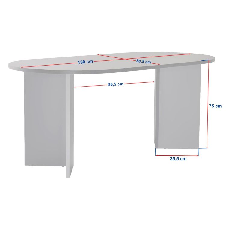Tavolo Fisso Beige Marmo Marrone Noce 6 Posti Forma Ovale 180x90x75h cm, Colore Ripiano Beige - Monterano
