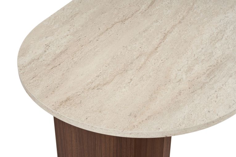 Tavolo Fisso Beige Marmo Marrone Noce 6 Posti Forma Ovale 180x90x75h cm, Colore Ripiano Beige - Monterano