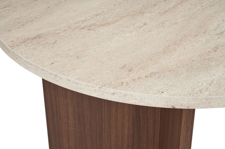 Tavolo Fisso Beige Marmo Marrone Noce 6 Posti Forma Ovale 180x90x75h cm, Colore Ripiano Beige - Monterano