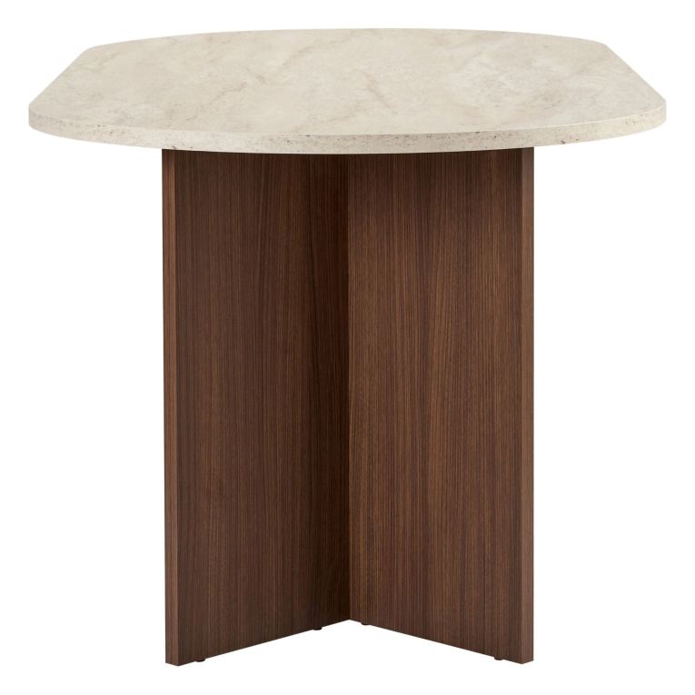 Tavolo Fisso Beige Marmo Marrone Noce 6 Posti Forma Ovale 180x90x75h cm, Colore Ripiano Beige - Monterano