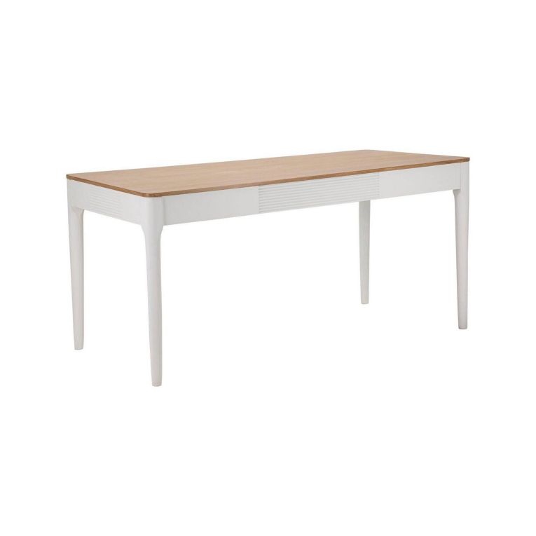Tavolo fisso Besozzo, Ripiano da cucina, Consolle per sala da pranzo, Ripiano rettangolare fisso, 180x60 h80 cm, Bianco e Marrone
