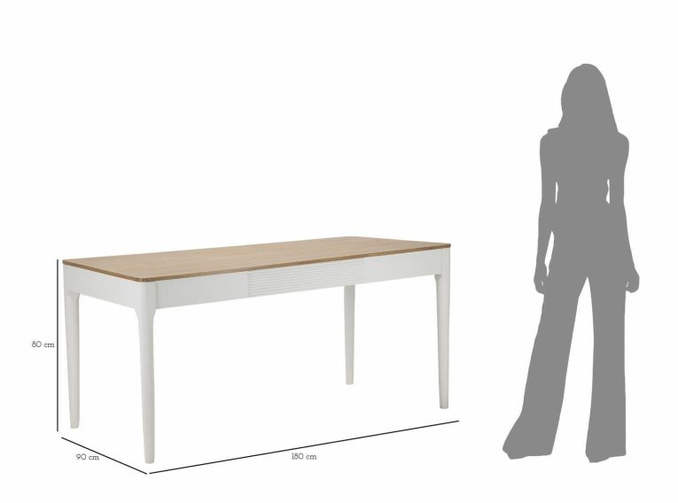 Tavolo fisso Besozzo, Ripiano da cucina, Consolle per sala da pranzo, Ripiano rettangolare fisso, 180x60 h80 cm, Bianco e Marrone