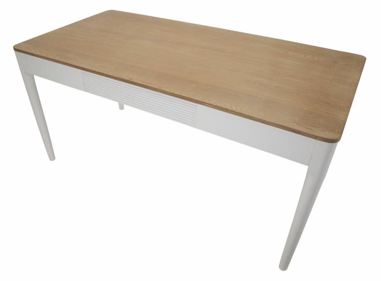 Tavolo fisso Besozzo, Ripiano da cucina, Consolle per sala da pranzo, Ripiano rettangolare fisso, 180x60 h80 cm, Bianco e Marrone