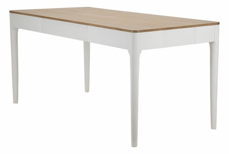 Tavolo fisso Besozzo, Ripiano da cucina, Consolle per sala da pranzo, Ripiano rettangolare fisso, 180x60 h80 cm, Bianco e Marrone