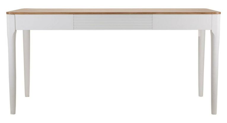 Tavolo fisso Besozzo, Ripiano da cucina, Consolle per sala da pranzo, Ripiano rettangolare fisso, 180x60 h80 cm, Bianco e Marrone