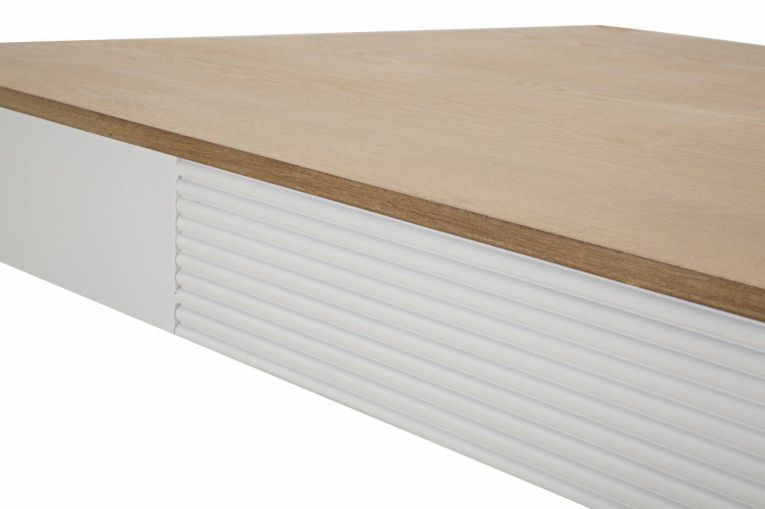 Tavolo fisso Besozzo, Ripiano da cucina, Consolle per sala da pranzo, Ripiano rettangolare fisso, 180x60 h80 cm, Bianco e Marrone